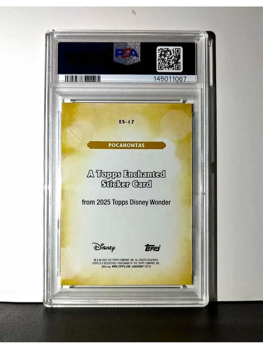 Pocahontas 2025 Topps Disney #ES-17 Enchanted Sticker Card Pocahontas PSA 9